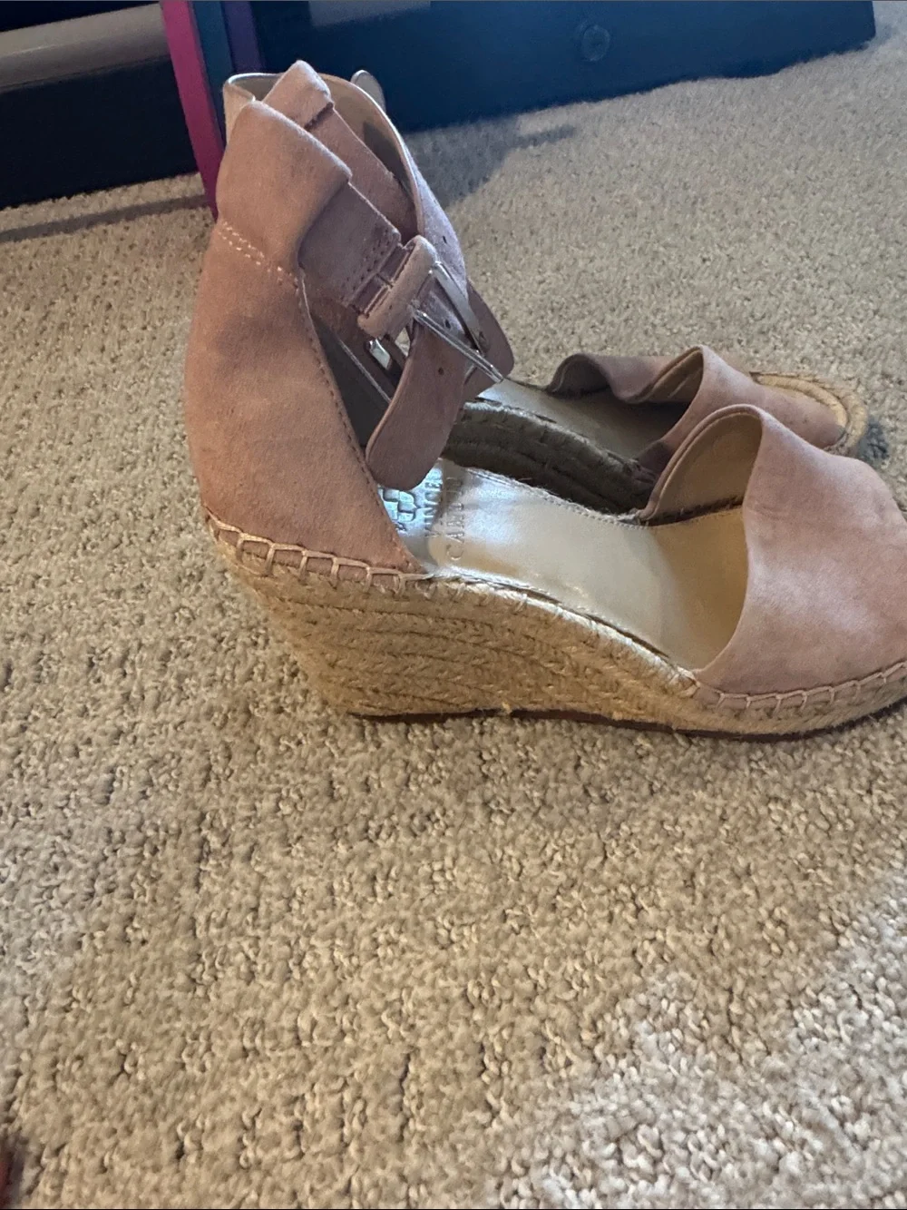 Vince Camuto Blush Suede Espadrille Wedge Sandals